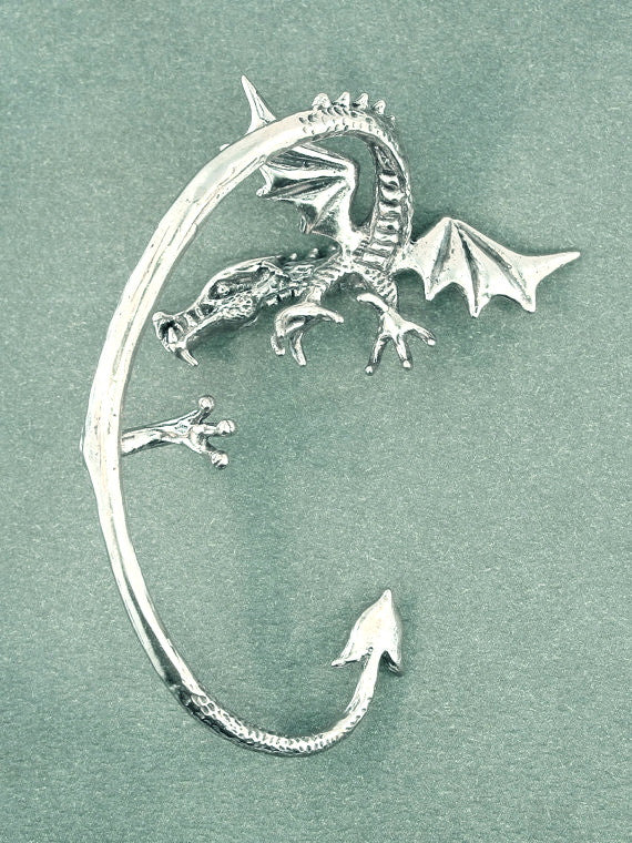 Guardian Dragon Ear Wrap in Silver