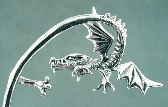 Guardian Dragon Ear Wrap in Silver