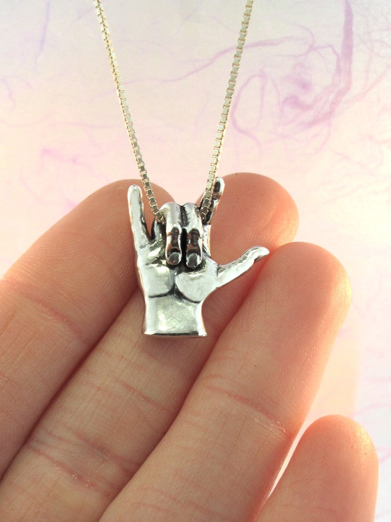 Love Sign Pendant ASL in Silver