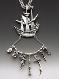 Pirate Ship Charm Holder - Sterling Silver