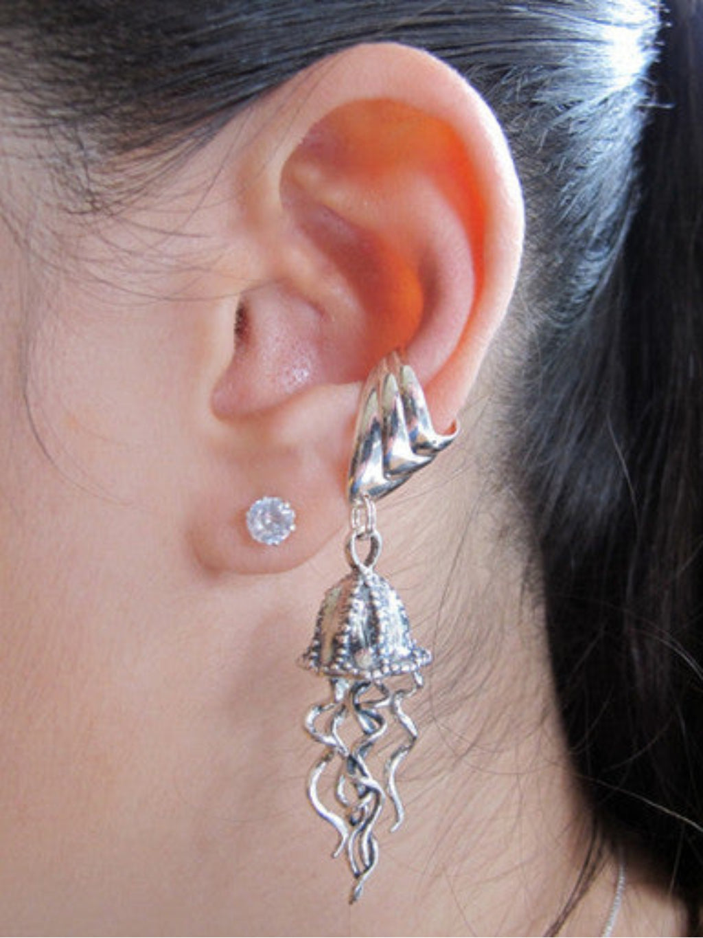 Jellyfish Ear Cuff - Sterling Silver