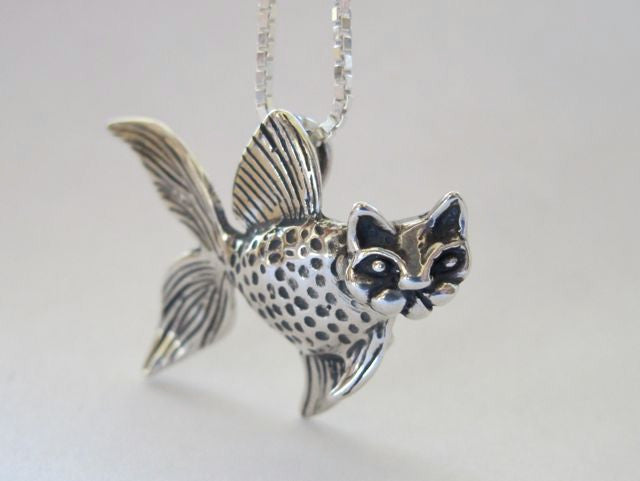 Large Catfish Pendant in Silver