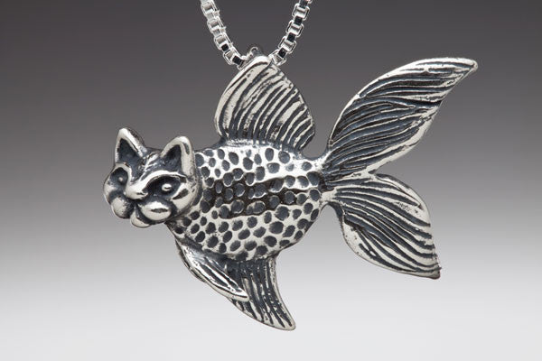 Large Catfish Pendant in Silver