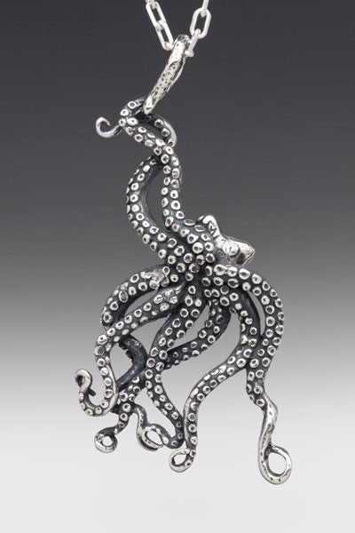 Sterling Silver Large Octopus Pendant