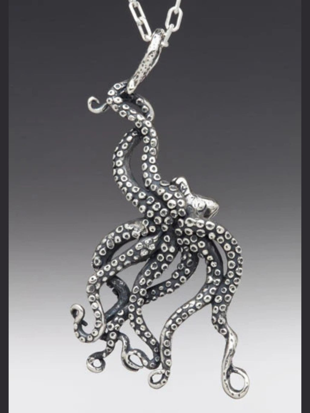 Large Octopus Pendant - Sterling Silver