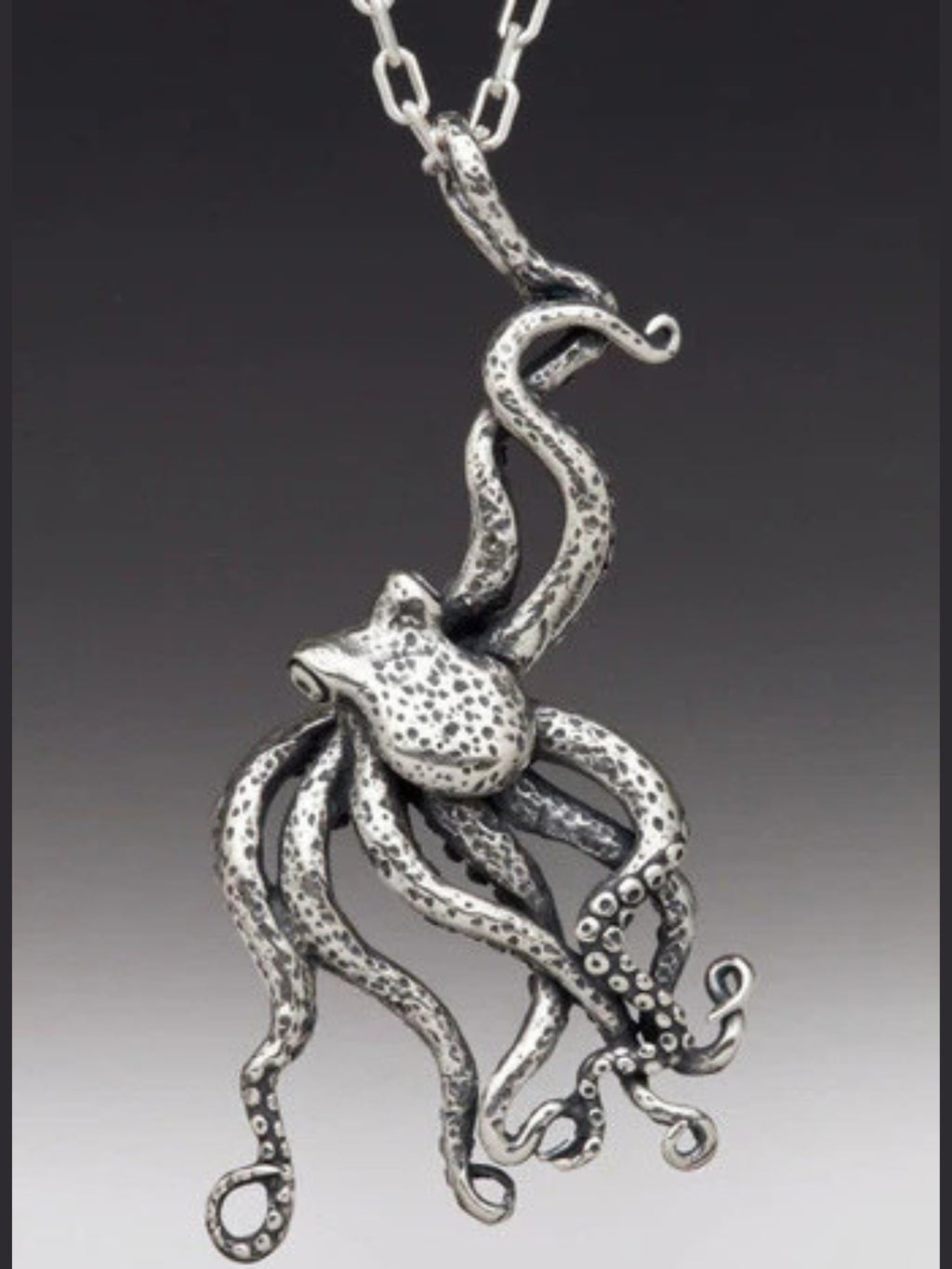 Large Octopus Pendant - Sterling Silver
