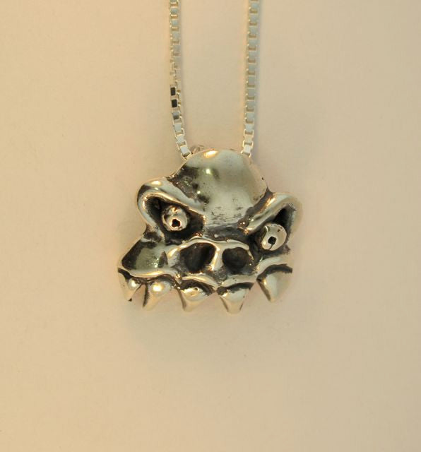 Monster Skull Charm - Silver