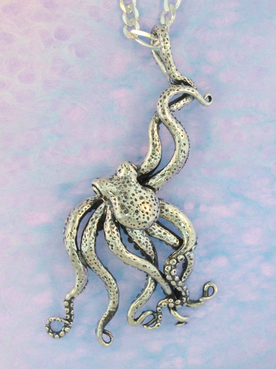 Sterling Silver Large Octopus Pendant