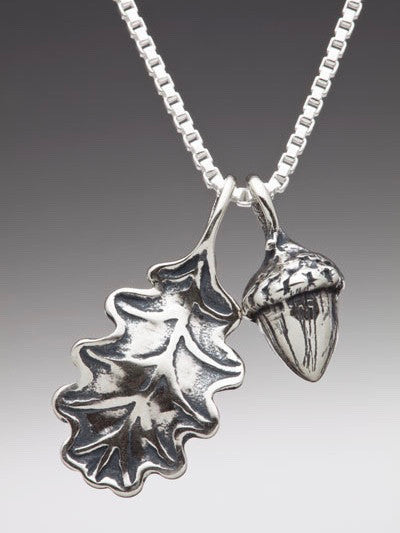 Oak Leaf and Acorn Charms in Silver