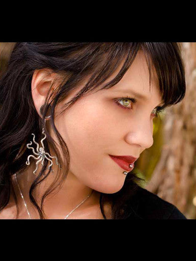 Large Octopus Earrings - Sterling Silver