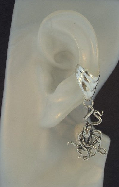 Octopus Ear Cuff Chevron - Silver