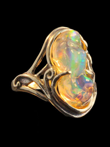 Rainbow Prism - Mexican Opal Ring - 18K Gold - SOLD