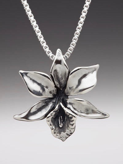 Orchid Charm in Silver
