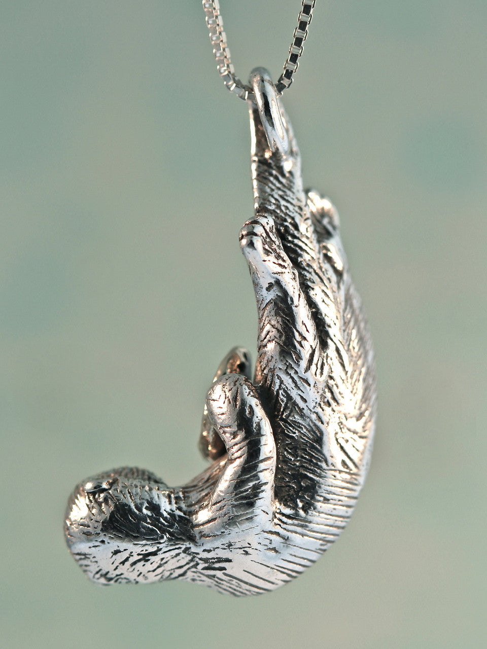 Sea Life - Silver Sea Otter Pendant with Gold Abalone