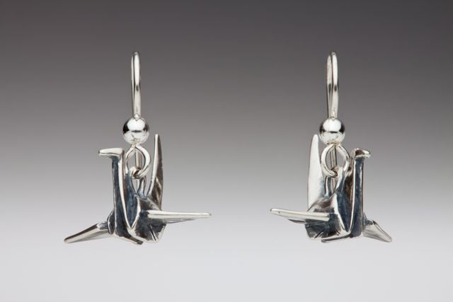 Peace Crane Earrings - Silver