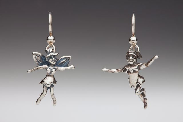 Classic Peter Pan - Peter Pan and Tinkerbell Earrings - Siver