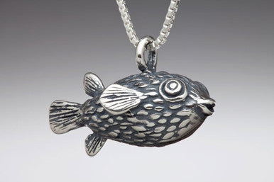 Puffer Fish Charm - Silver