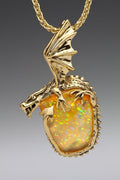 Rainfire 2 Dragon Pendant with Mexican Fire Opal  - 18K Gold -  SOLD