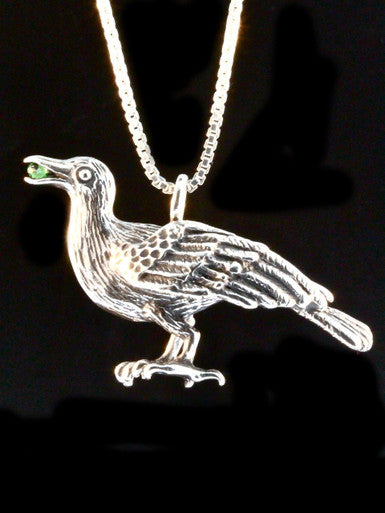 Raven Pendant - Forward Facing with Tsavorite