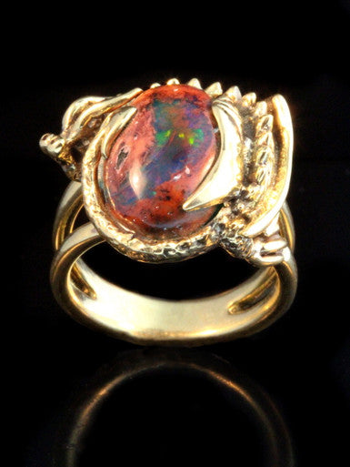 Opal Matrix Dragon Ring - Solid 14k Gold - SOLD