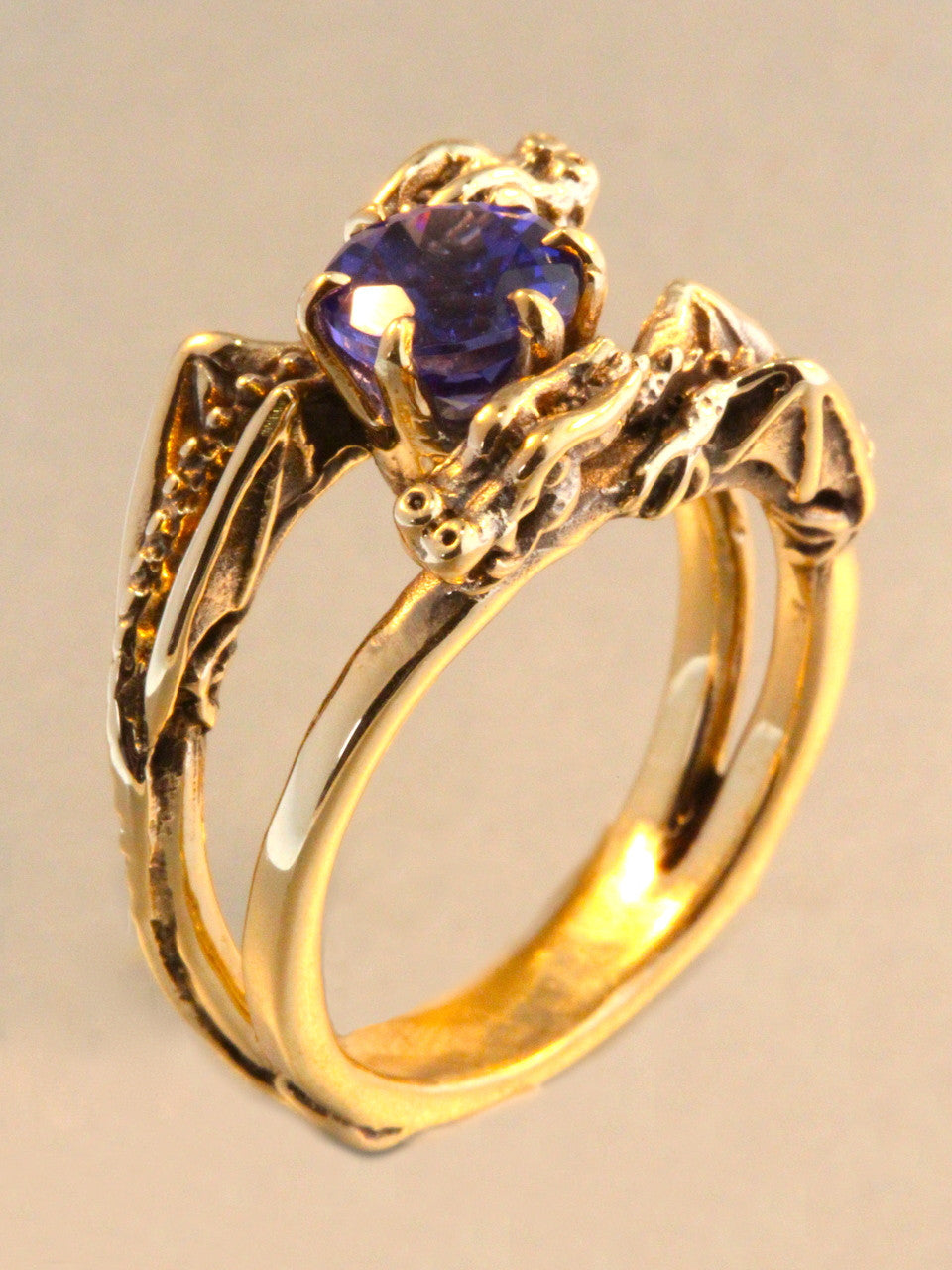 Double Dragon Eternity Ring 14k Gold with 1 ct Tanzanite