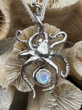 Riptide Octopus Pendant with 8mm Gemstone - Sterling Silver