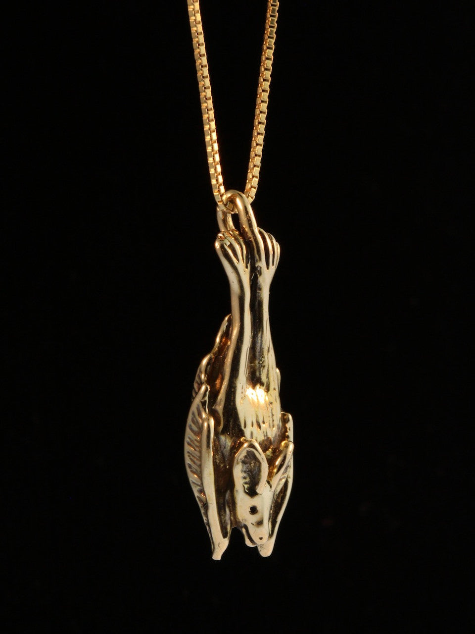 Sleeping Bat Pendant -14k Gold