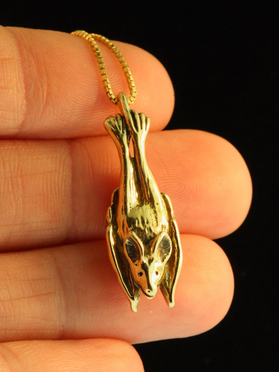 Sleeping Bat Pendant -14k Gold