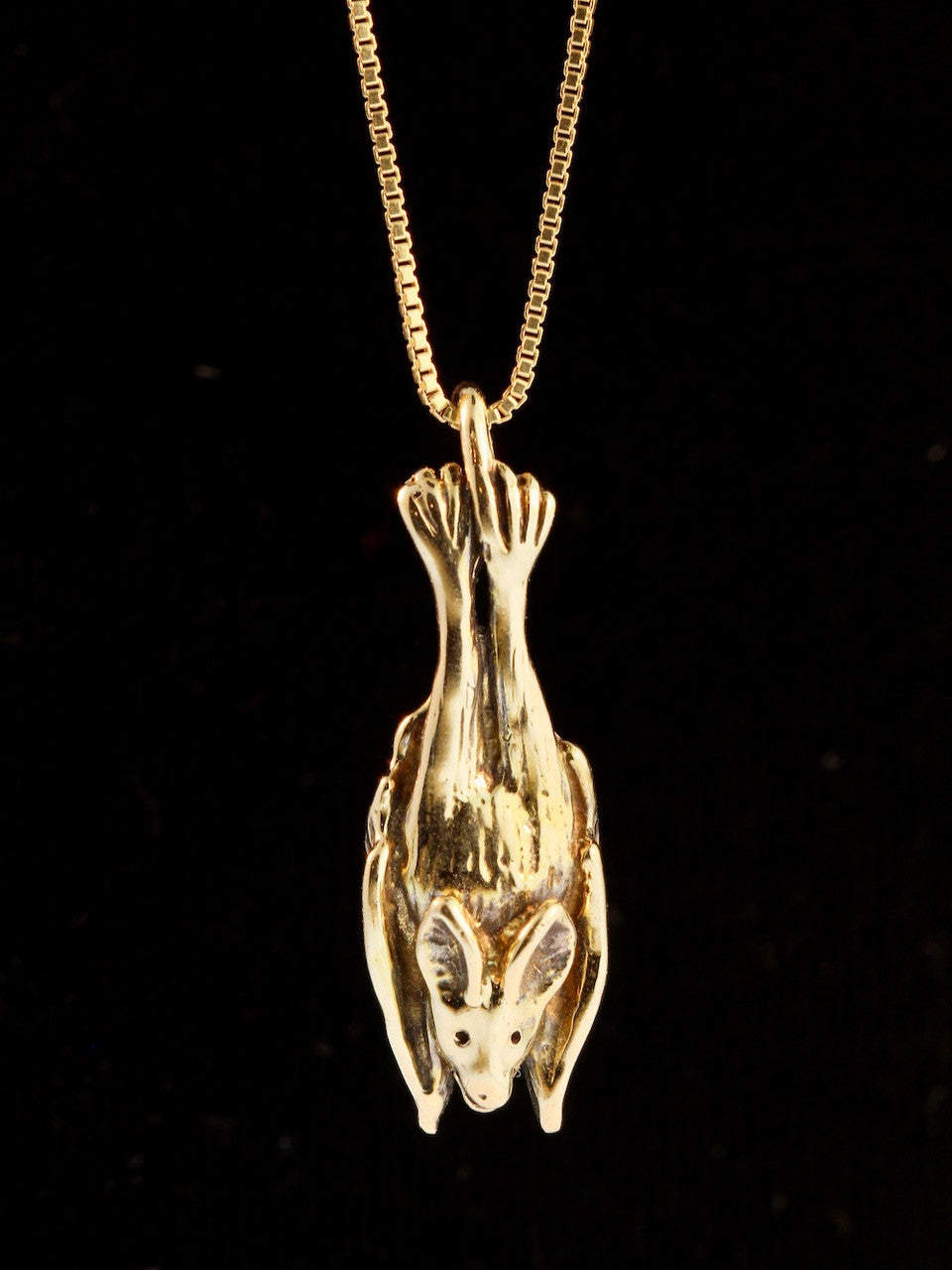 Sleeping Bat Pendant -14k Gold