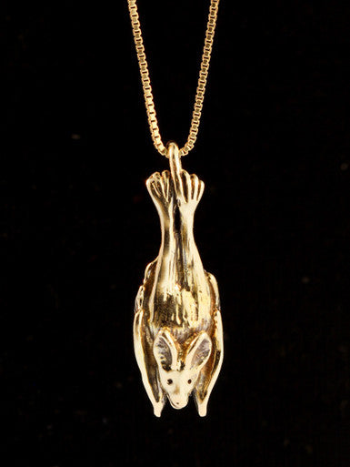 Sleeping Bat Pendant -14k Gold