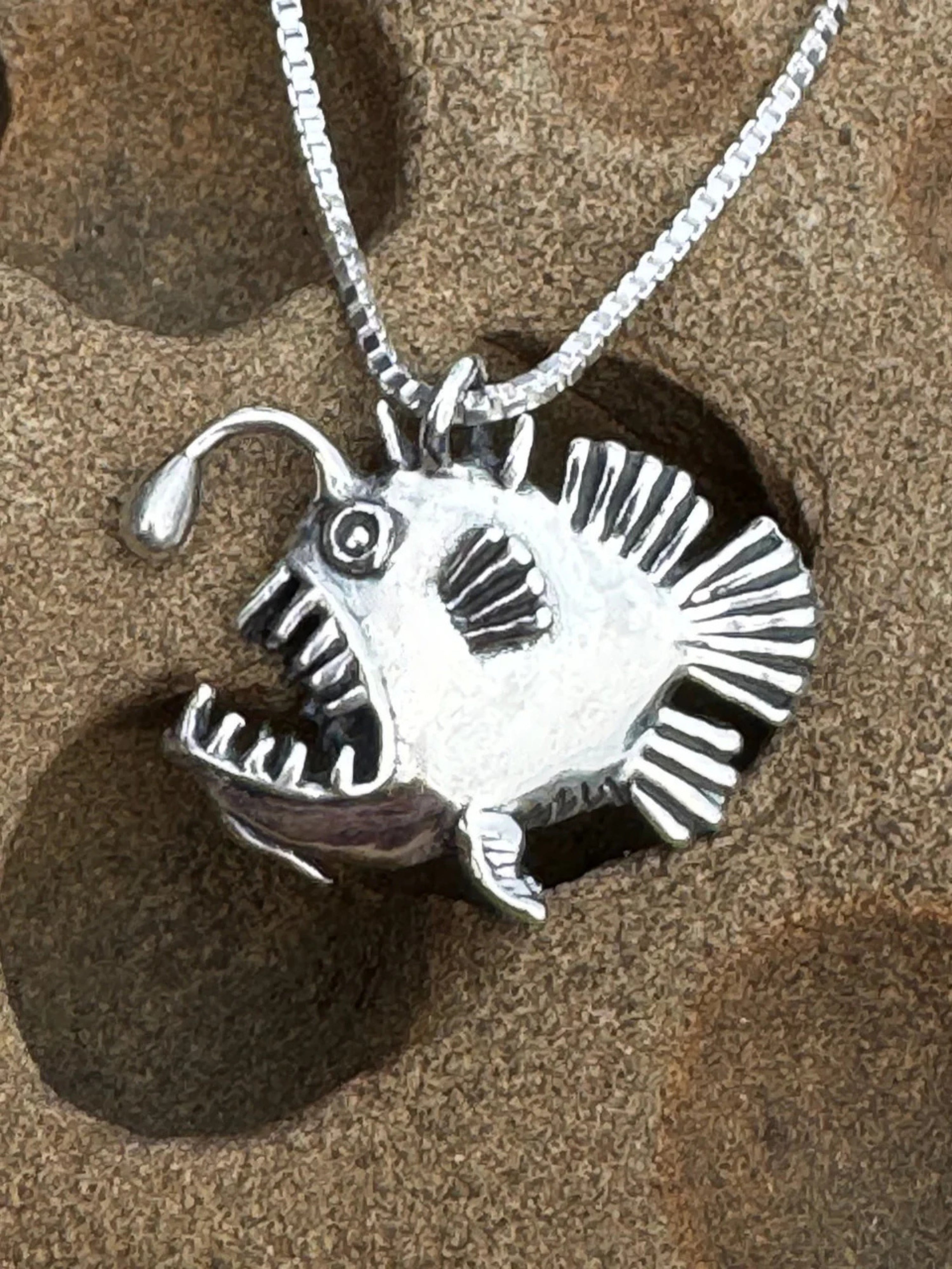 Angler Fish Charm - Silver