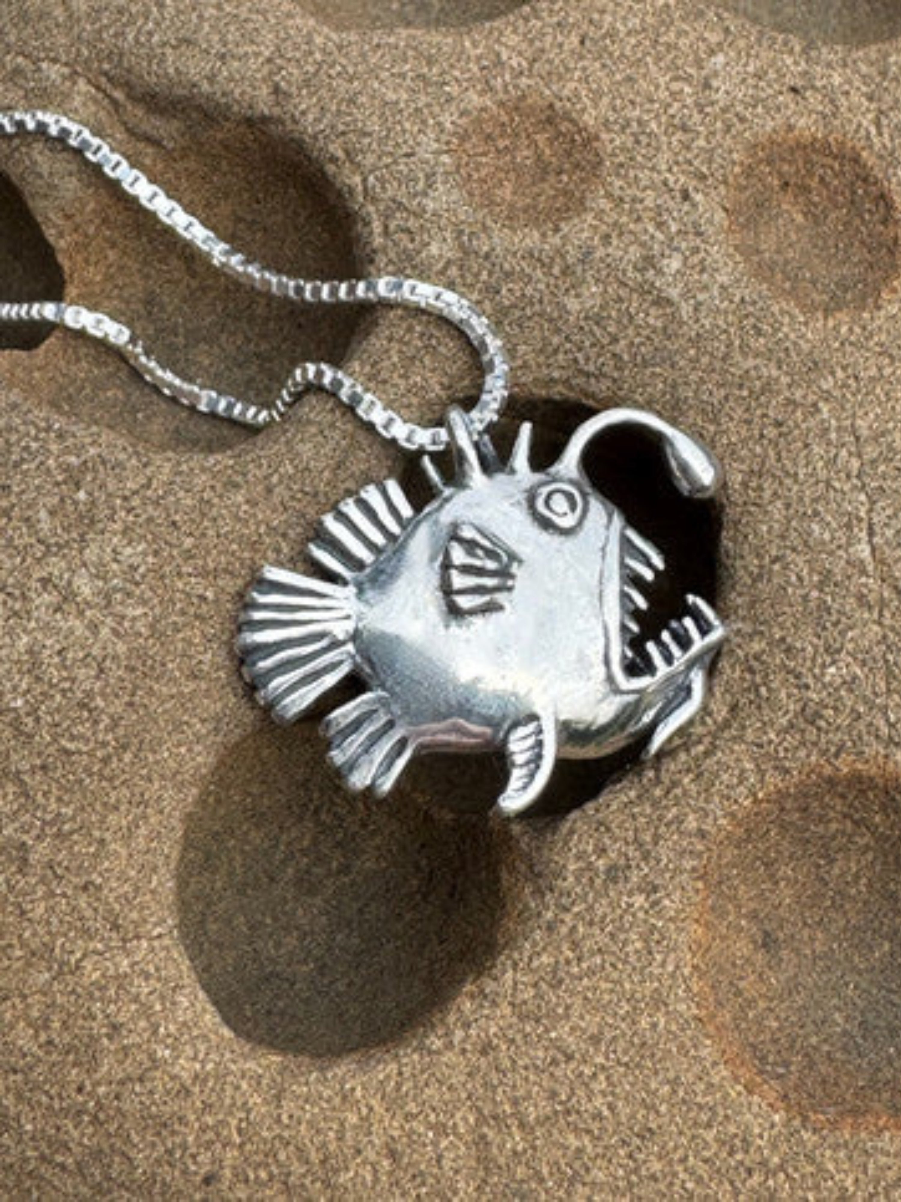 Angler Fish Charm - Silver