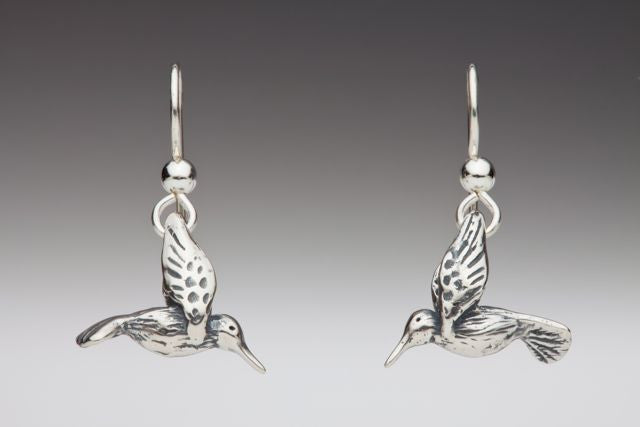 Small Hummingbird Earrings in Silver