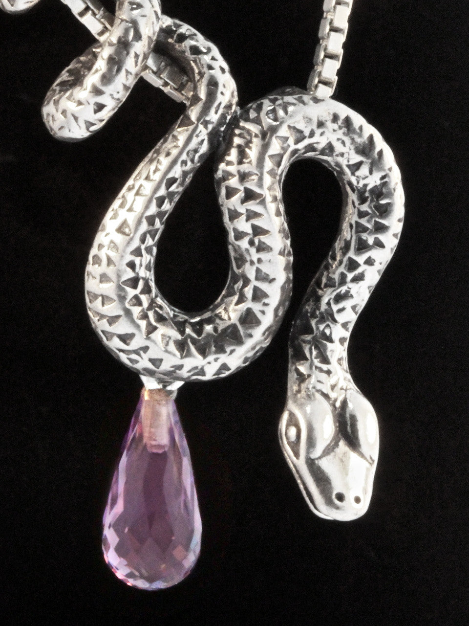 Python Pendant with Amethyst Briolette - Silver
