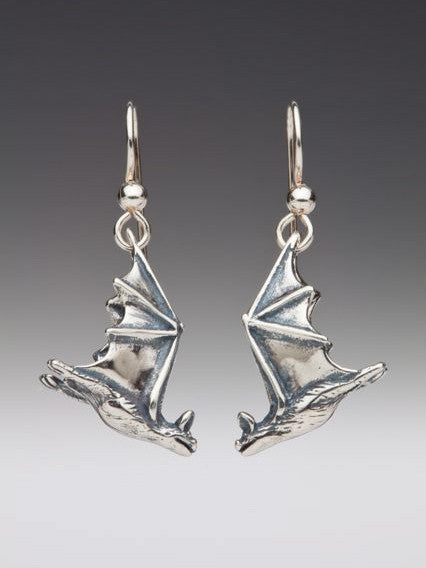 Sterling Silver Soaring Bat Earrings