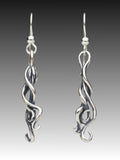 Wave Drop Spiral Earrings - Sterling Silver