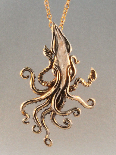 Kraken Squid Pendant - Bronze