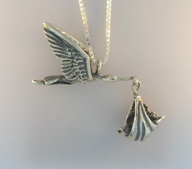 Stork and Baby Charm
