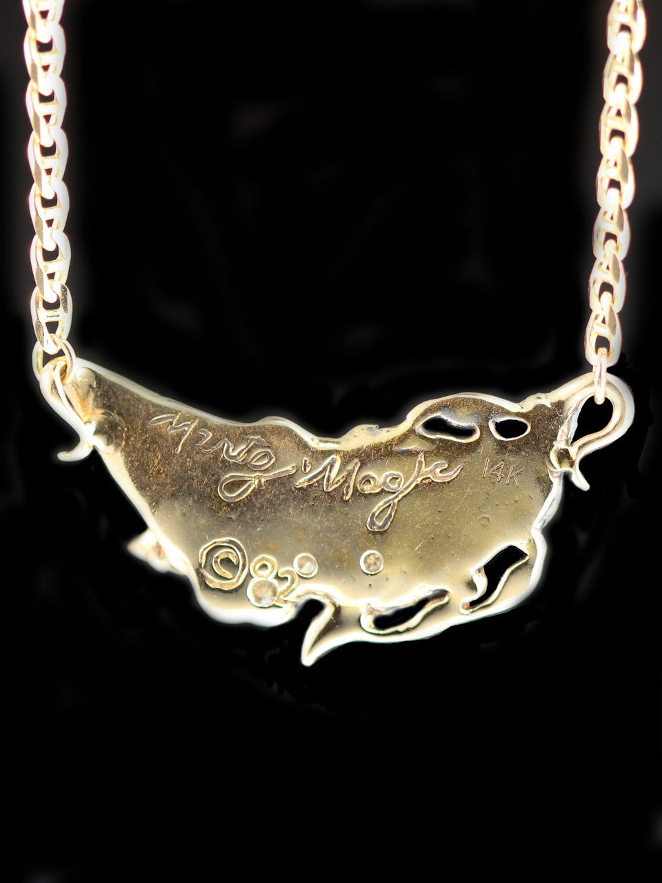 Gold Tide Pool Neckpiece with Diamonds - Solid 14k Gold