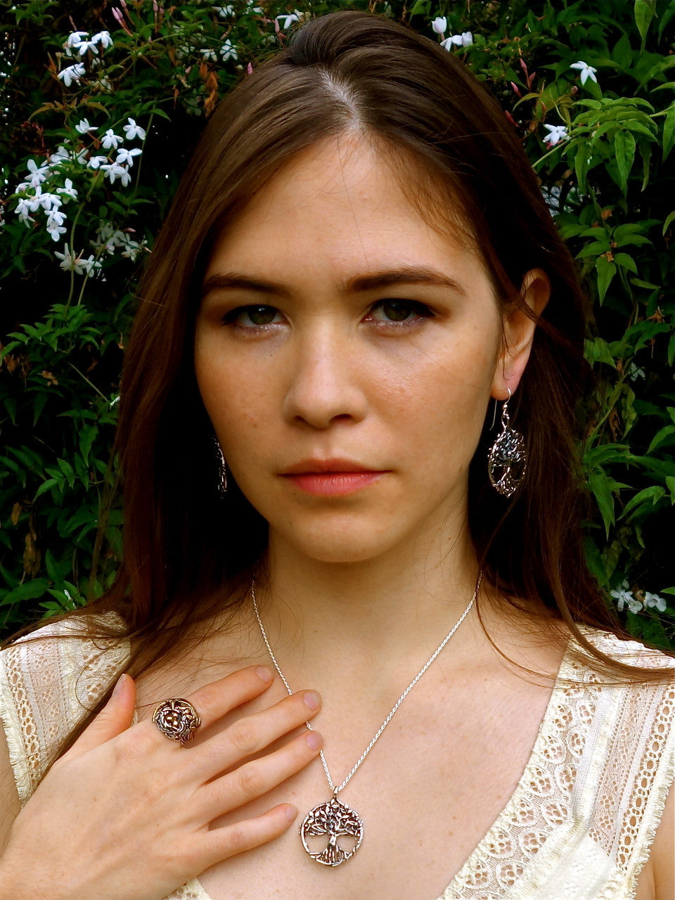 Bird and Bird Nest Ring with Golden Eggs - 14K gold and Silver