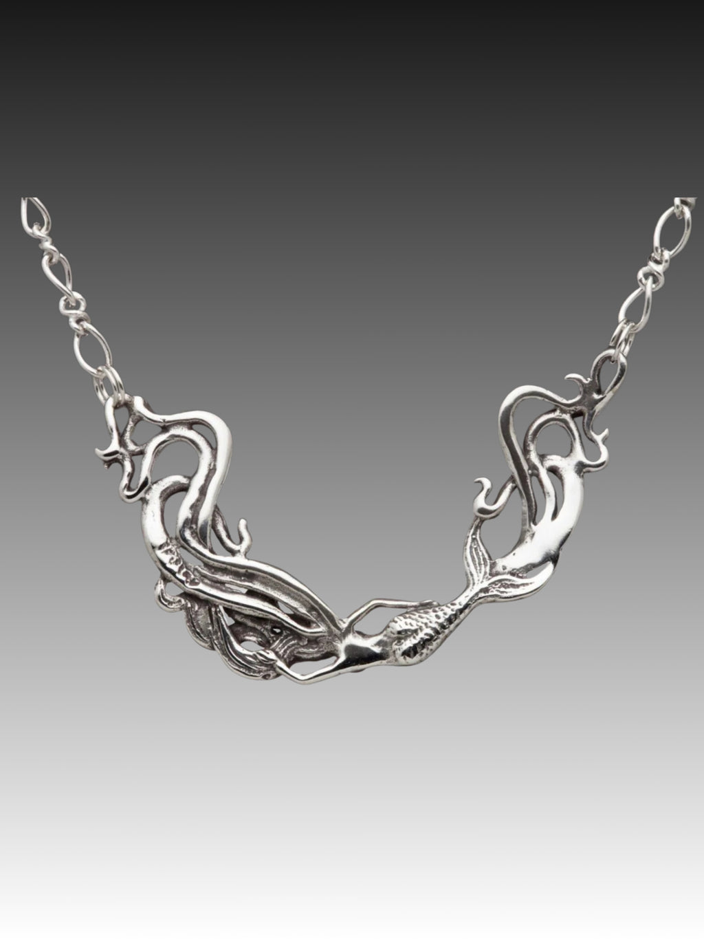 Wave Rider Mermaid Pendant - Silver